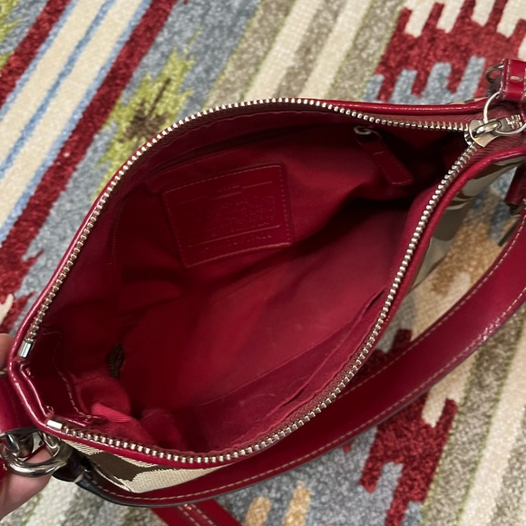 Coach H1176-F17439 Burgandy and Tan Purse - Picture 3 of 4